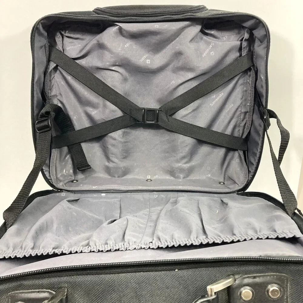 Samsonite Rolling Carry On-Black-2 Wheel-Extended Handle+Carry Han-Clothes Strap